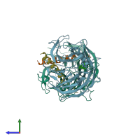 PDB entry 5h25 coloured by chain, side view.