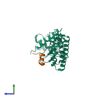 PDB entry 5h2c coloured by chain, side view.