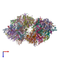 PDB entry 5h2f coloured by chain, top view.