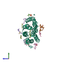 PDB entry 5h2m coloured by chain, side view.