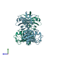 PDB entry 5h2y coloured by chain, side view.