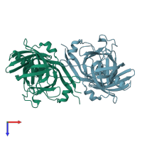 PDB entry 5h2y coloured by chain, top view.