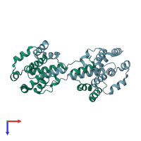 PDB entry 5h33 coloured by chain, top view.