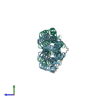 PDB entry 5h36 coloured by chain, side view.