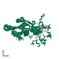 PDB entry 5h3m coloured by chain, ensemble of 20 models, front view.