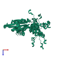 PDB entry 5h3m coloured by chain, ensemble of 20 models, top view.