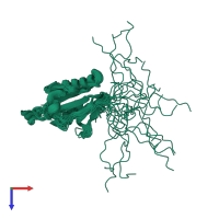 PDB entry 5h3n coloured by chain, ensemble of 20 models, top view.