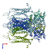 PDB entry 5h3o coloured by chain, top view.