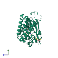 PDB entry 5h3q coloured by chain, side view.