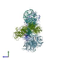 PDB entry 5h3t coloured by chain, side view.