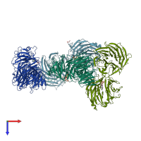 PDB entry 5h3t coloured by chain, top view.