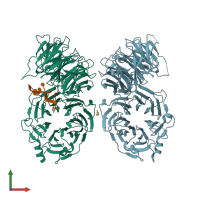 PDB entry 5h3u coloured by chain, front view.
