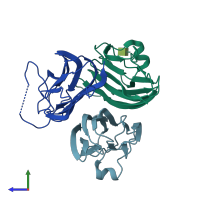 PDB entry 5h4c coloured by chain, side view.