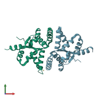 PDB entry 5h4h coloured by chain, front view.
