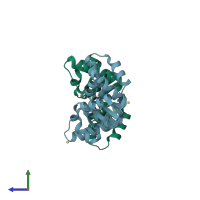 PDB entry 5h4h coloured by chain, side view.