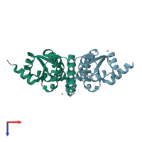 PDB entry 5h4h coloured by chain, top view.