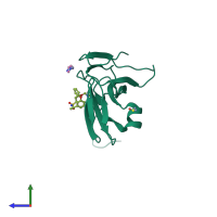 PDB entry 5h4j coloured by chain, side view.