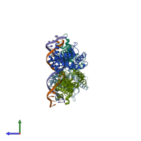 PDB entry 5h58 coloured by chain, side view.