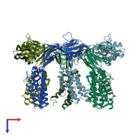 PDB entry 5h5v coloured by chain, top view.