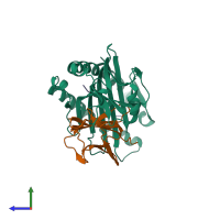 PDB entry 5h5z coloured by chain, side view.