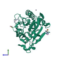 PDB entry 5h6b coloured by chain, side view.