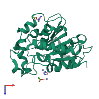 PDB entry 5h6b coloured by chain, top view.