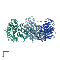 PDB entry 5h6g coloured by chain, top view.