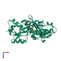 PDB entry 5h6o coloured by chain, top view.