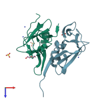 PDB entry 5h6z coloured by chain, top view.