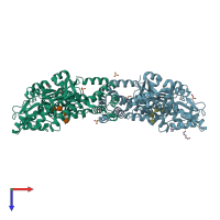 PDB entry 5h7n coloured by chain, top view.