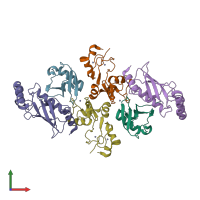 PDB entry 5h7s coloured by chain, front view.