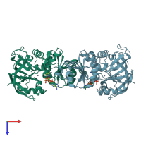 PDB entry 5h81 coloured by chain, top view.