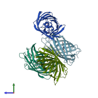 PDB entry 5h88 coloured by chain, side view.