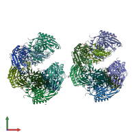 PDB entry 5h8l coloured by chain, front view.