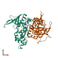 PDB entry 5h8n coloured by chain, front view.