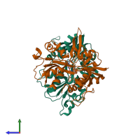 PDB entry 5h8q coloured by chain, side view.