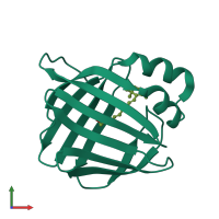 PDB entry 5h8t coloured by chain, front view.