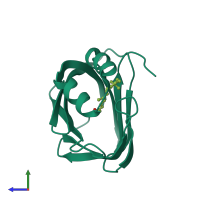 PDB entry 5h8t coloured by chain, side view.