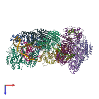 PDB entry 5h9e coloured by chain, top view.