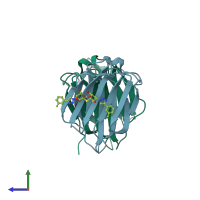 PDB entry 5h9q coloured by chain, side view.