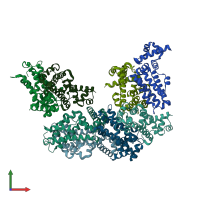 PDB entry 5h9t coloured by chain, front view.