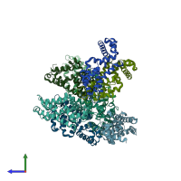 PDB entry 5h9t coloured by chain, side view.