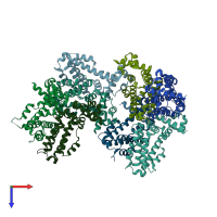 PDB entry 5h9t coloured by chain, top view.