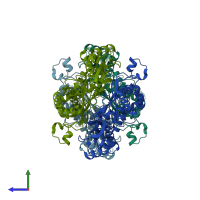 PDB entry 5h9u coloured by chain, side view.