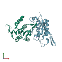 PDB entry 5h9w coloured by chain, front view.