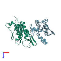 PDB entry 5h9w coloured by chain, top view.