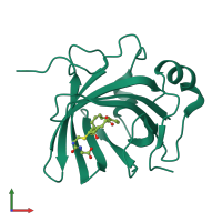 PDB entry 5ha0 coloured by chain, front view.