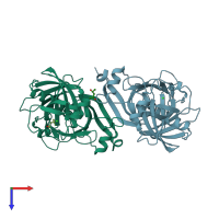 PDB entry 5ha4 coloured by chain, top view.