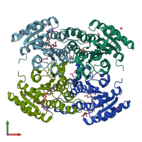 PDB entry 5ha5 coloured by chain, front view.