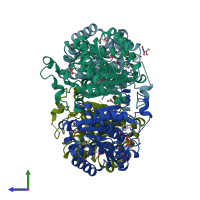 PDB entry 5ha5 coloured by chain, side view.